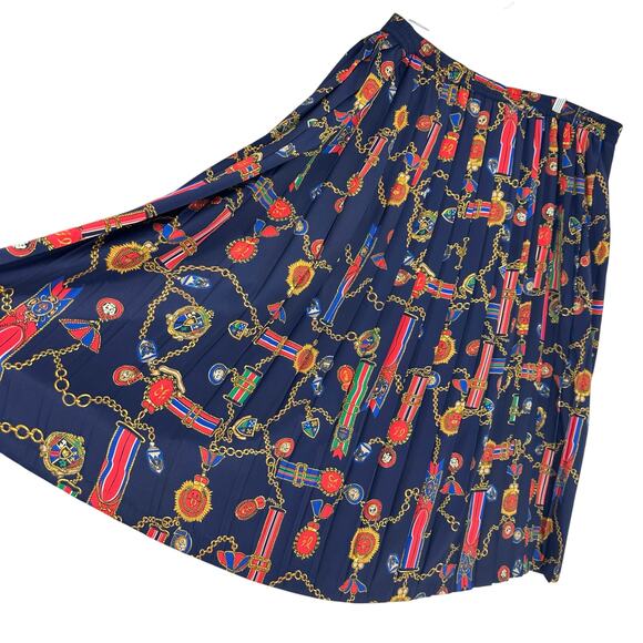 Vintage Alfred Dunner Womens 24W Pleated Skirt Elastic Waist Nautical Colorful - Picture 1 of 9